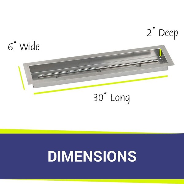30x6 Stainless Steel Linear Drop-In Fire Pit Pan
